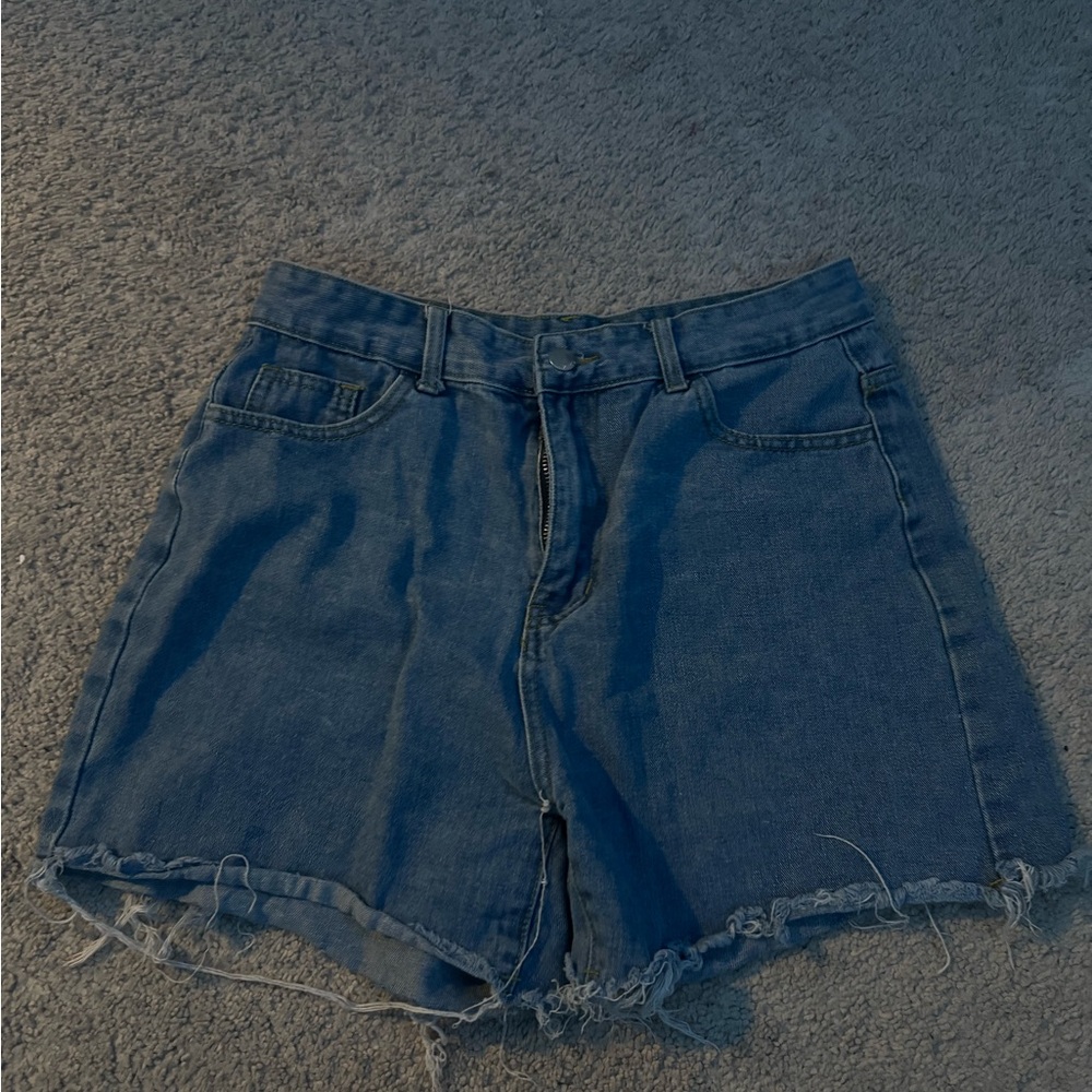 SHEIN Blue Jean Shorts Distressed Cutoff Style